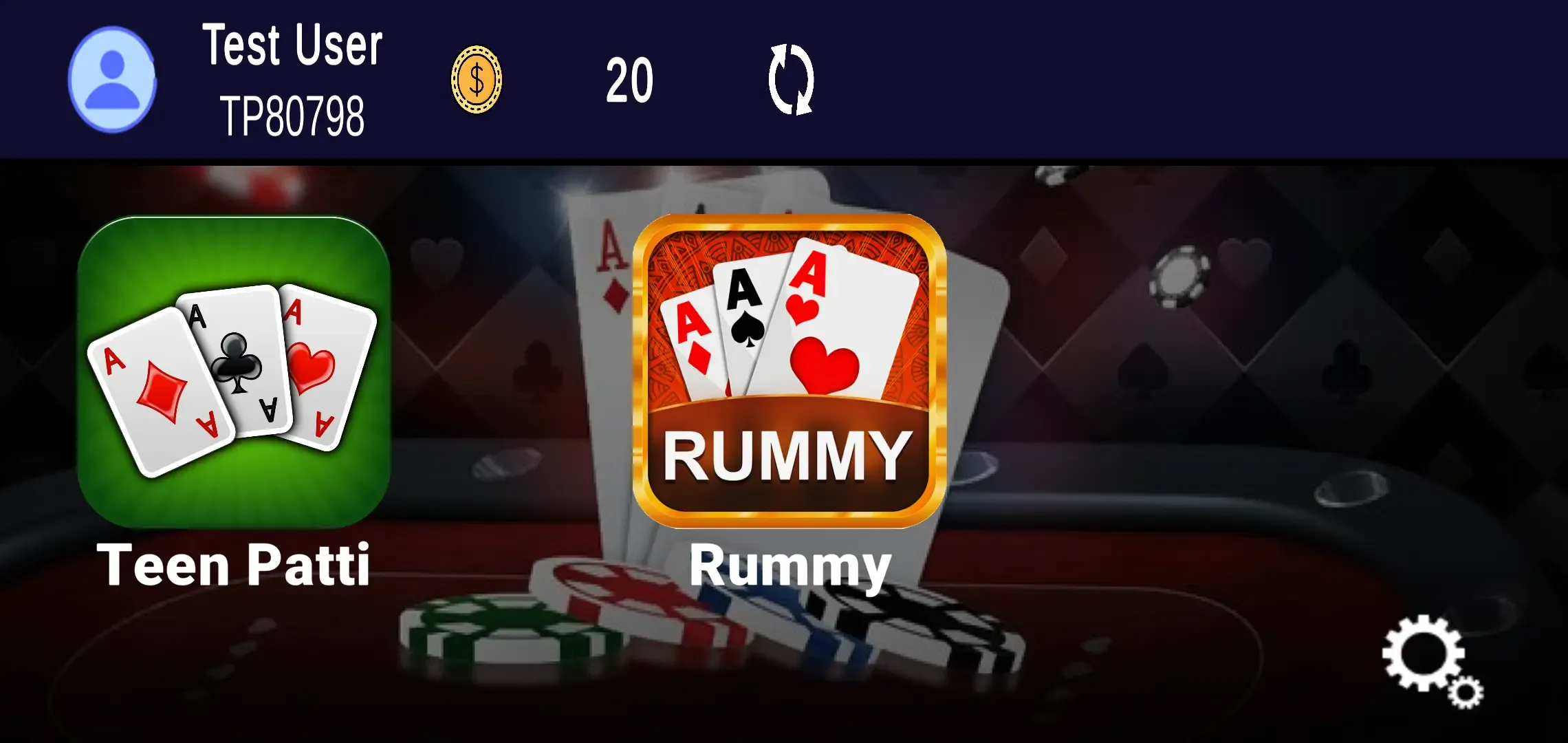 A simple hub to jump into Teen Patti or Rummy