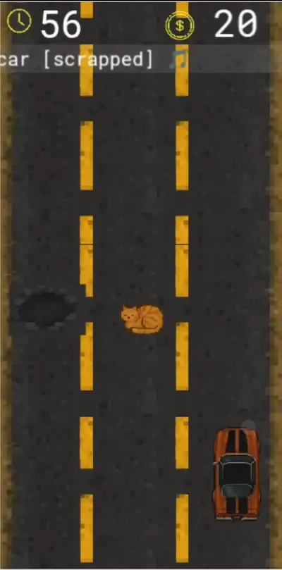 Dodge obstacles on the road while the track plays