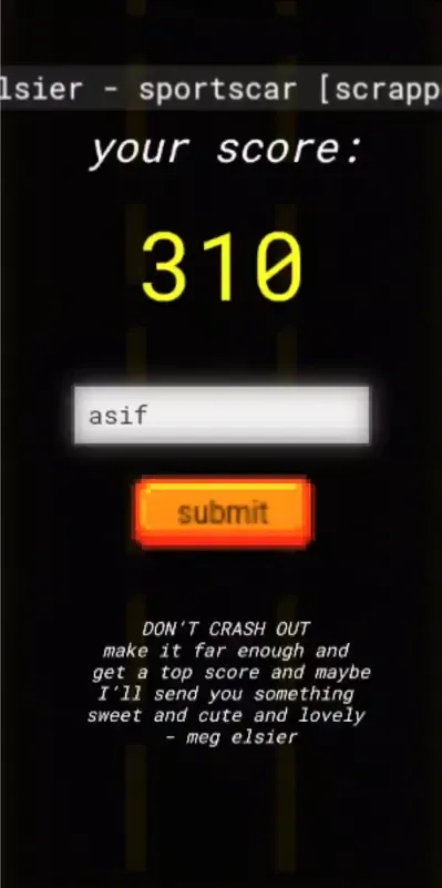 Enter a name and submit your score for a shot at the prize