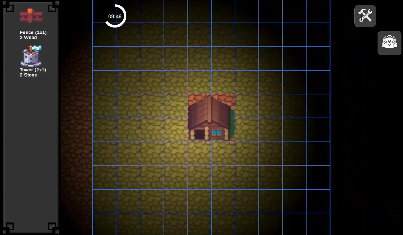 Spend collected resources to build fences and towers